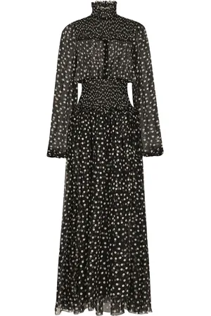 Dolce & Gabbana Silk Polka-Dot Maxi Dress