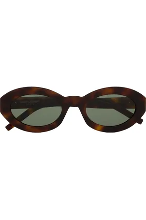 Saint Laurent Tortoiseshell Cassandre Oval Sunglasses