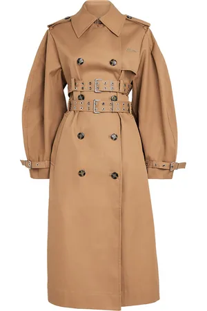 Ganni Cotton Balloon-Sleeve Trench Coat