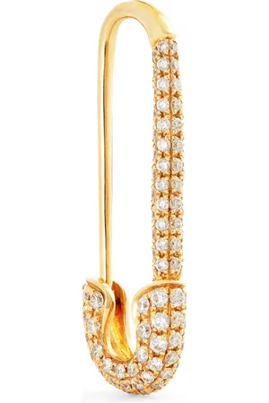 Anita Yellow and Diamond Safety Pin Single Left Earring