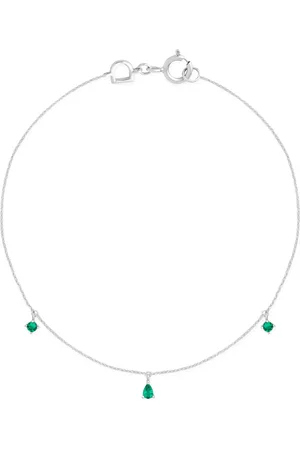 Astrid & Miyu White Gold and Emerald Pear Charm Bracelet