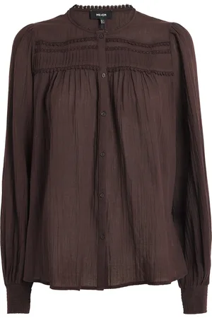 ME+EM Cotton Floral-Trim Blouse