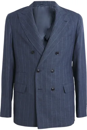 brett johnson Wool-Linen-Silk Double-Breasted Blazer
