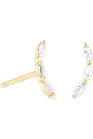 Astrid & Miyu Yellow and White Topaz Marquise Stud Earrings