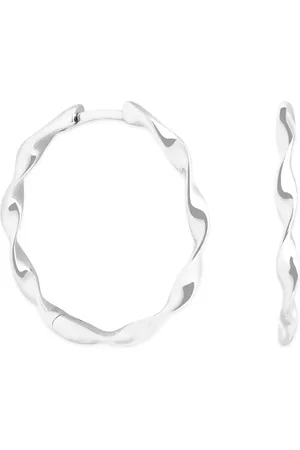 Astrid & Miyu Large White Gold Twist Hoop Earrings