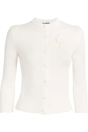 Jil Sander Knit Crochet-Floral Cardigan