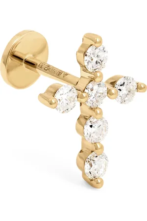 PERSÉE Yellow and Diamond Cross Single Stud Earring