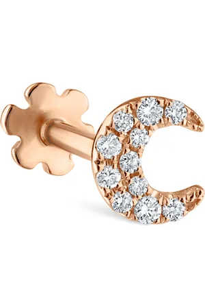 Maria Tash Gold Diamond Moon Threaded Stud Earring