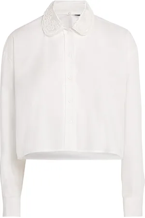 Maje Cotton Embroidered Cropped Shirt