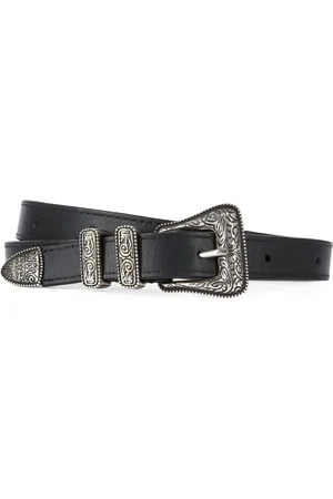 The Kooples Leather Engraved-Buckle Thin Belt