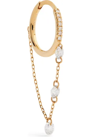 PERSÉE Yellow and Diamond Piercing Drop Chain Single Huggie Earring
