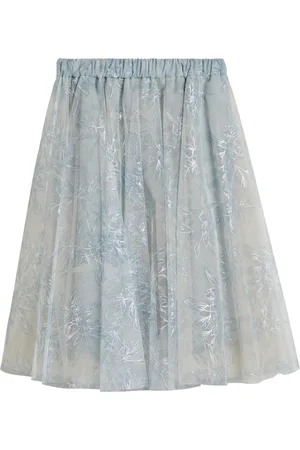 Brunello Cucinelli Tulle Floral Print Skirt