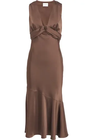 Claudie Pierlot Satin V-Neck Midi Dress