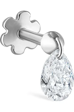 Maria Tash Gold Floating Pear Diamond Charm Threaded Stud Earring