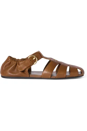 Miu Miu Nappa Leather Ruches Fisherman Sandals