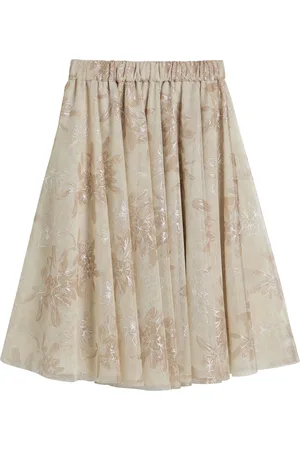 Brunello Cucinelli Tulle Floral Print Skirt