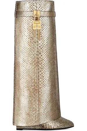 Givenchy Python Skin Shark Lock Knee-High Boots 90