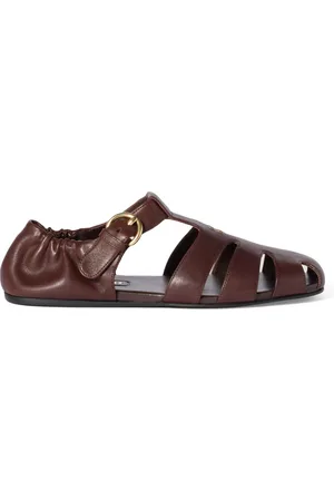 Miu Miu Nappa Leather Ruches Fisherman Sandals