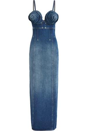 Jean Paul Gaultier Denim Iconic Cups Maxi Dress