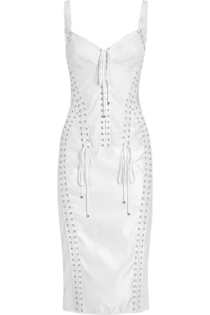 Dolce & Gabbana Satin Corset-Detail Midi Dress