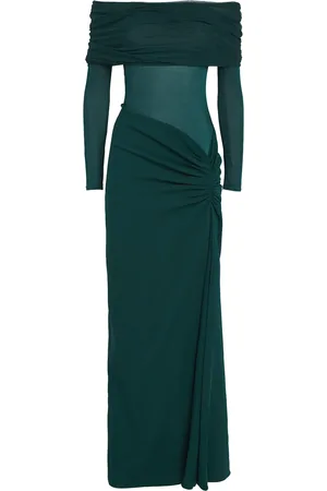 CHRISTOPHER ESBER Ruched Sonora Veiled Maxi Dress
