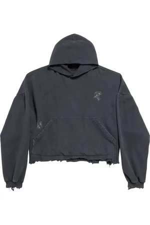 Balenciaga Cotton Cropped Graphic Hoodie