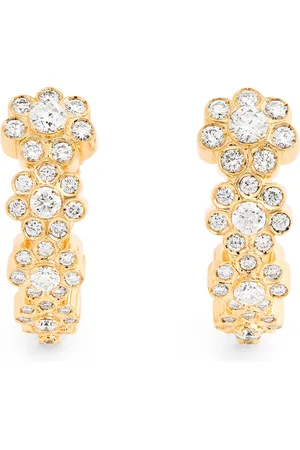 SOPHIE BILLE BRAHE Yellow and Diamond Grande Boucle Fleurs Hoop Earrings