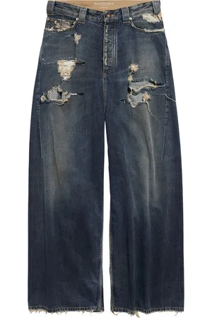 Balenciaga High-Rise Wide-Leg Ripped Jeans