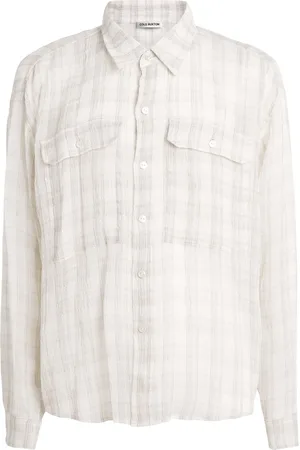Cole Buxton Linen-Blend Slub Check Ivy League Shirt