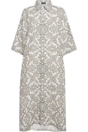 ‎Eskandar‎ Linen Floral Midi Dress