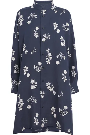 ‎Eskandar‎ Linen Floral Longline Shirt