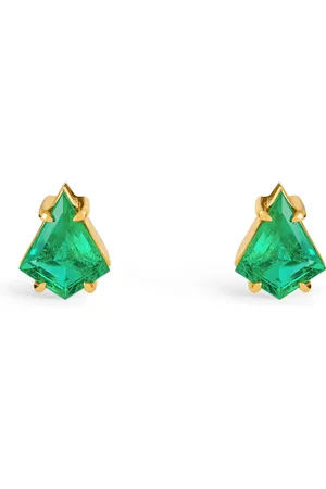 Azlee Yellow and Emerald Kite Stud Earrings