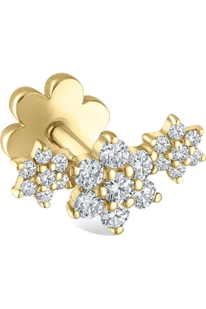 Maria Tash Yellow Three Flower Garland Diamond Threaded Stud Earring