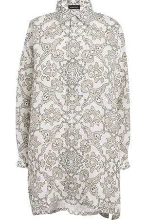 ‎Eskandar‎ Linen Floral Longline Shirt
