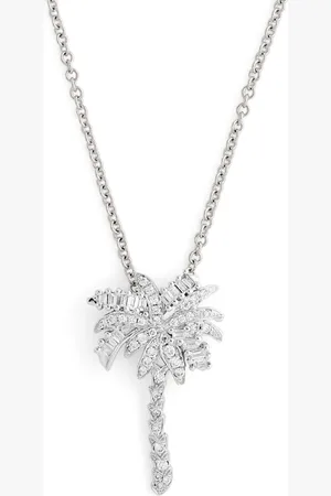 Anita Small Gold and Diamond Palm Tree Pendant Necklace