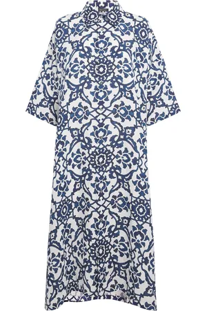 ‎Eskandar‎ Linen Floral Midi Dress