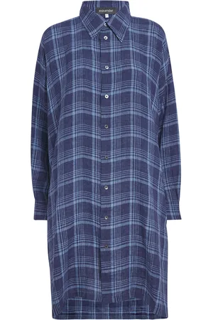 ‎Eskandar‎ Linen Check Longline Shirt