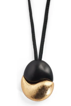 ‎Eskandar‎ Kamagong Goldfoil-Detail Interconnected Oval Pendant Necklace