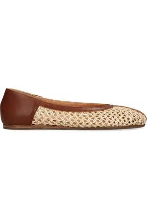 Ancient Greek Sandals Raffia Leather-Trim Aeropi Ballet Flats