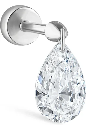 Maria Tash Gold Floating Pear Diamond Charm Threaded Stud Earring