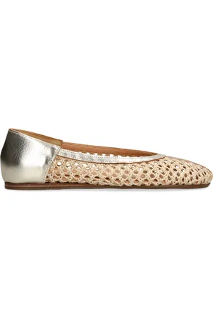 Ancient Greek Sandals Raffia Leather-Trim Aeropi Ballet Flats