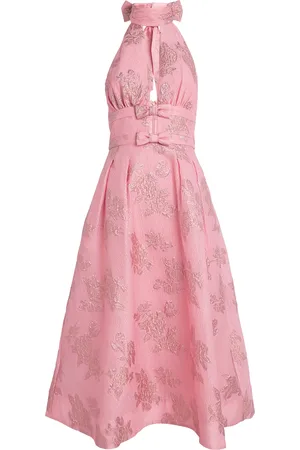 Rebecca Vallance Crepe Floral Embroidery Benette Midi Dress
