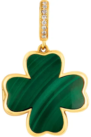 ANNOUSHKA Yellow , Diamond and Malachite Mythology Clover Locket Charm