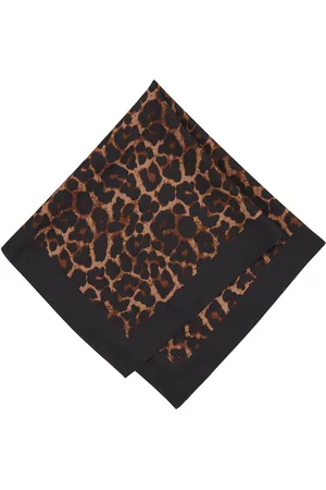 ANINE BING Silk Twill Leopard Print York Scarf
