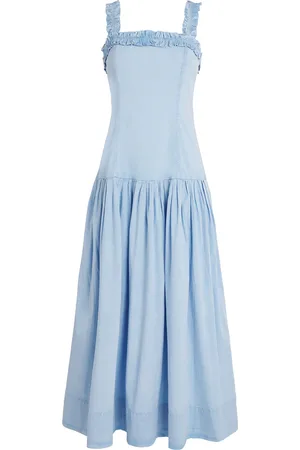 Ganni Stretch Cotton Corset Midi Dress