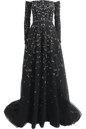 Pamella Roland Tulle Bead and Pearl-Embellished Gown