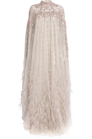 Pamella Roland Tulle Embroidered Kaftan Gown