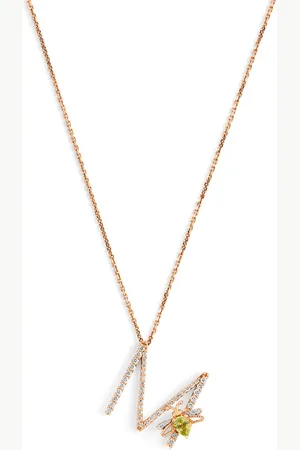 BEE GODDESS Diamond and Peridot Letter 