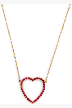 Jennifer Meyer Large Yellow and Ruby Edith Open Heart Necklace