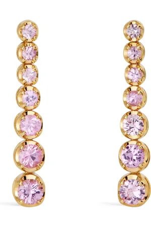 Jennifer Meyer Yellow and Pink Sapphire Tennis Stud Earrings